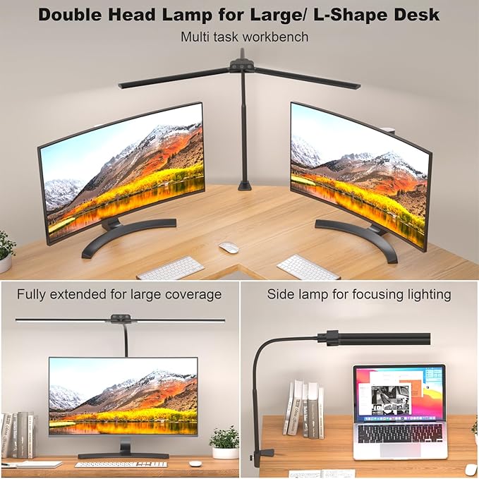 KableRika Desk lamp, Double Head LED Desk Lamp - Image 2