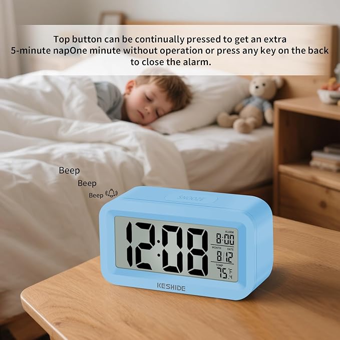 KESHIDE Travel Digital Alarm Clock Battery Operated - Image 3