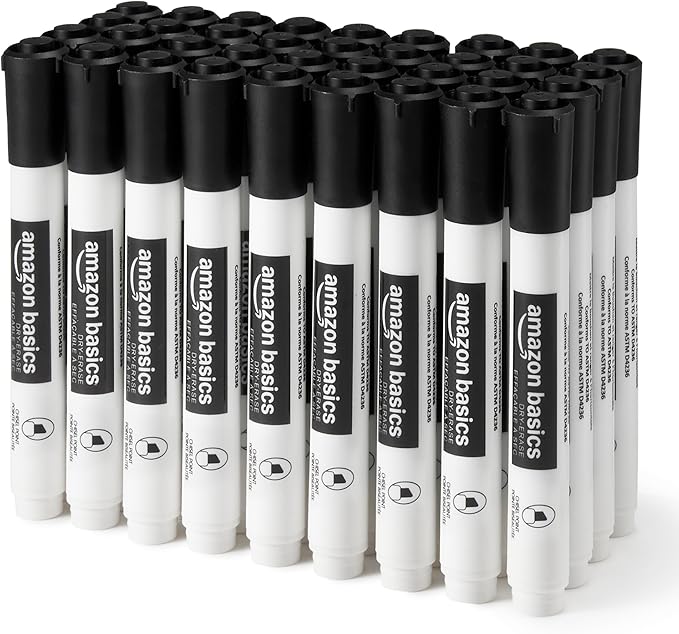 Amazon Basics Low-Odor Dry Erase Whiteboard Markers, Chisel Tip by AmazonBasics
