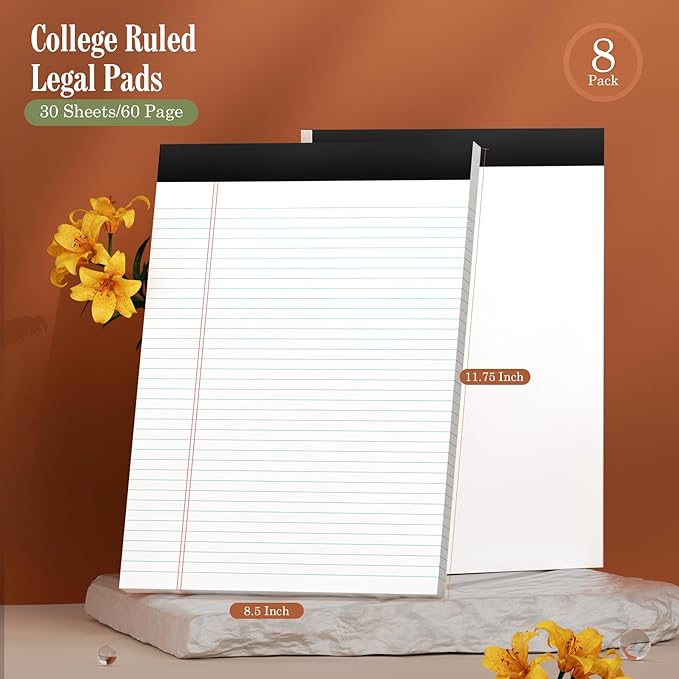 Note Pads 8.5 x 11 Legal Pads 8 Pack Writing Pads Notepads Narrow Ruled Pads of - Image 2