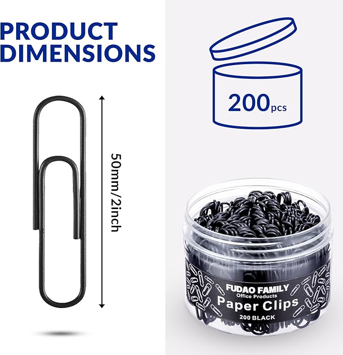 Large Paper Clips, 2 Inch Black Paper Clip - Image 2