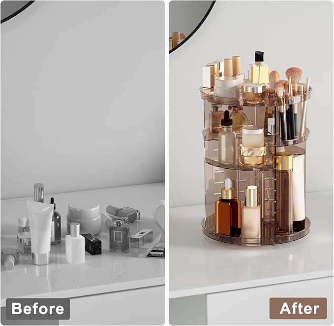 Rotating Makeup Organizer Countertop, DIY Adjustable Trays Spinning Skincare - Image 5