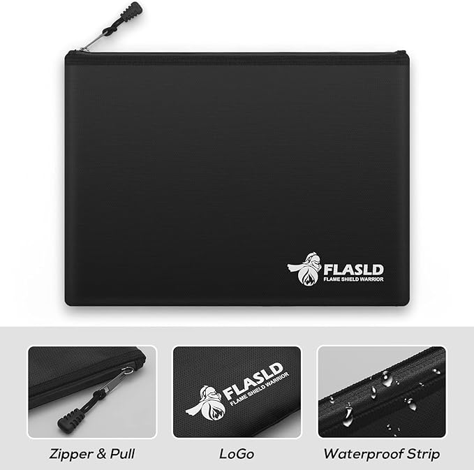 FLASLD Fireproof Document Money Bags, Large Fireproof Wallet Pouch, Safe Bag - Image 5