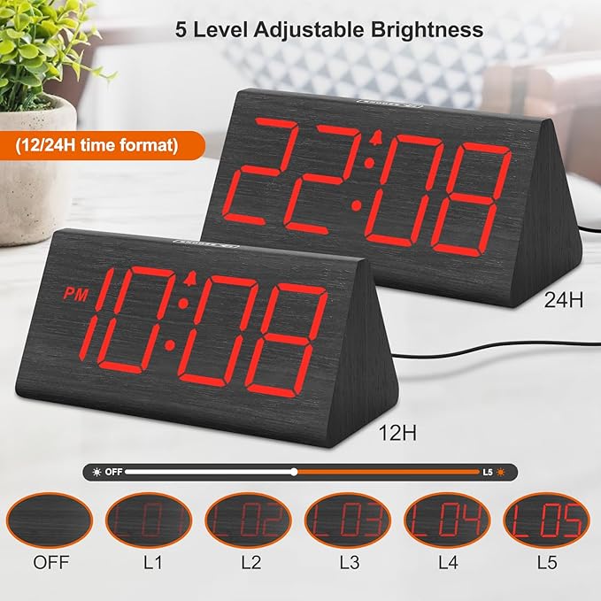 DreamSky Wooden Digital Alarm Clocks - Image 4