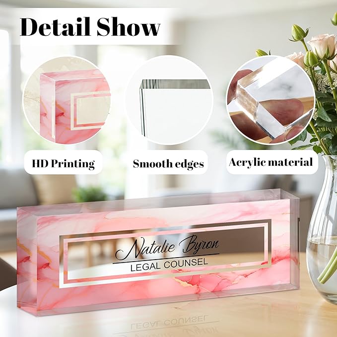 Personalized Name Plate for Desk, Custom Acrylic Desk Name Sign, Office - Image 2