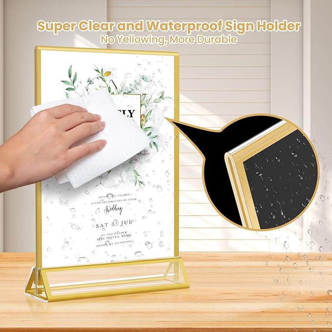 5x7 Gold Acrylic Sign Holder, 12 Pack Wedding Table Number Stands - Image 5