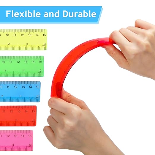 Zonon 100 Pcs 6 Inch Rulers Bulk Plastic Flexible Small Straight Rulers - Image 3