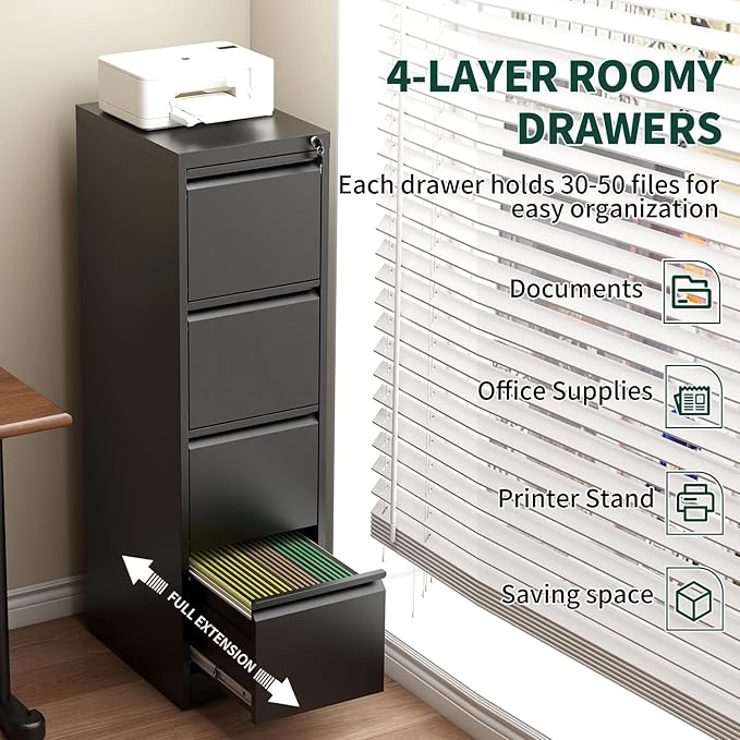 Yukimo 4 Drawer File Cabinet - Image 4
