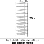 Regal Altair 18" Deep x 30" Wide x 96" Height Wire Shelving Kit | 10-Tier | NSF - Image 3