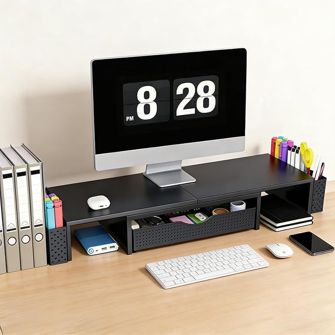 Spacrea Metal Desk Organizers and Accessories, Dual Monitor Stand Riser - Image 2