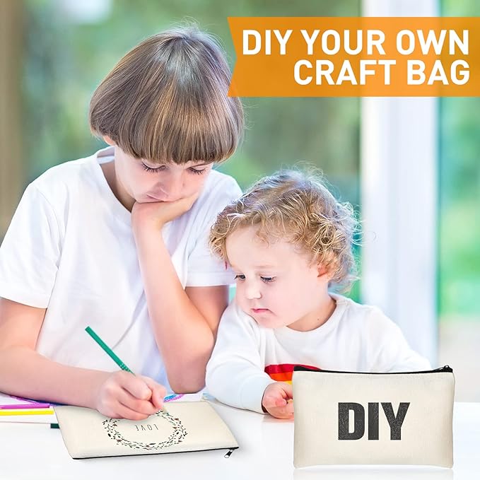 Reginary 80 Pack Canvas Zipper Makeup Bags Bulk Pencil Pouches Blank DIY Craft - Image 4