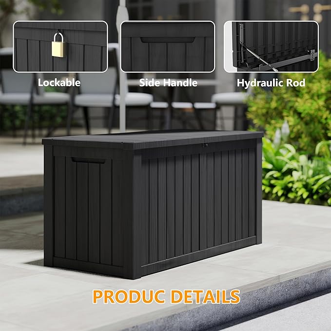Yardgrace 180 Gallon Outdoor Storage Box Waterproof, Resin Deck Boxes - Image 3