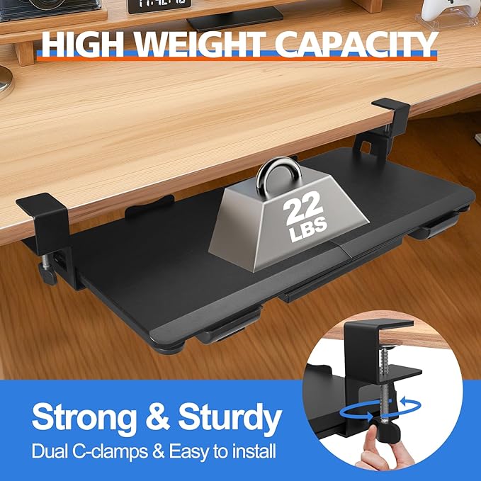 OUKMIC Large Keyboard Tray Under Desk Slide Out - Image 5