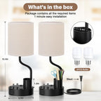 fenmzee bedside lamps for bedroom set of 2, package contents