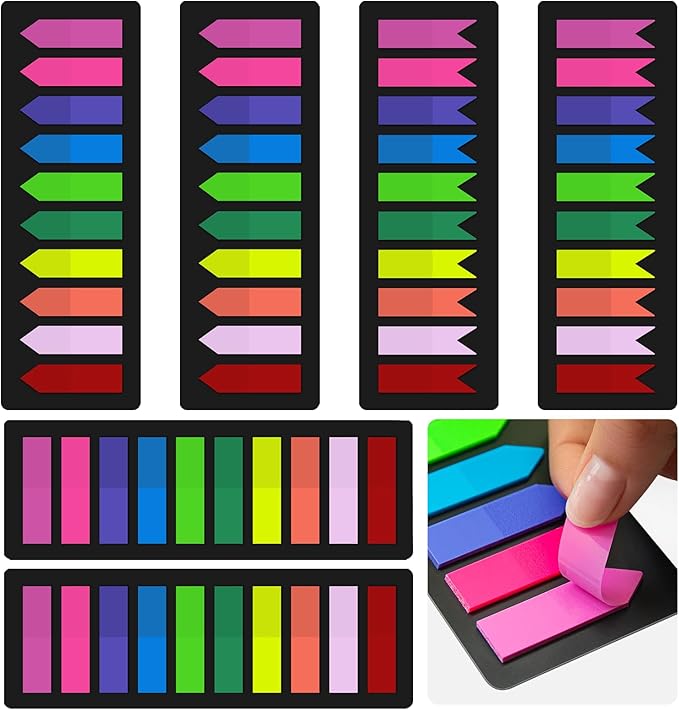 KICNIC 1500 Pieces Page Markers Sticky Index Tabs, Arrow Flag Tabs Self Adhesive by KICNIC