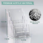 Argvey Acrylic Brochure Holder 8.5 x 11 inches, 4 Tier Clear Brochure Display - Image 3