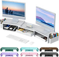 gianotter dual monitor stand riser with drawer and, main product view