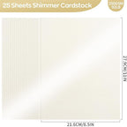 25 Sheets Cream Shimmer Cardstock 8.5 x 11Inch Off White Card Stock 92lb - Image 2