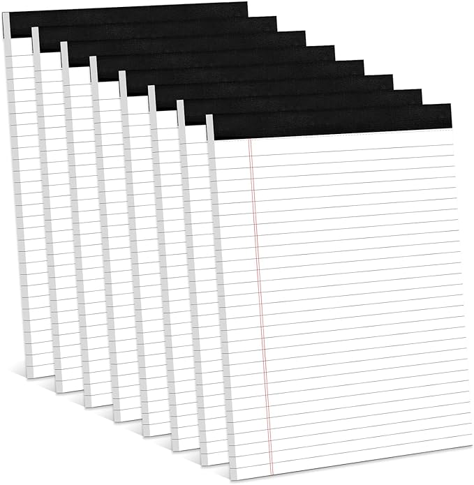 8 Pack White Legal Pads 8.5 x 11 Wide Ruled Note Pads 8.5 x 11" Legal Ruled by Aidunmis