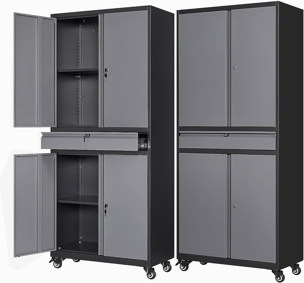 letaya metal garage storage cabinet with wheels,72” rolling, main product view