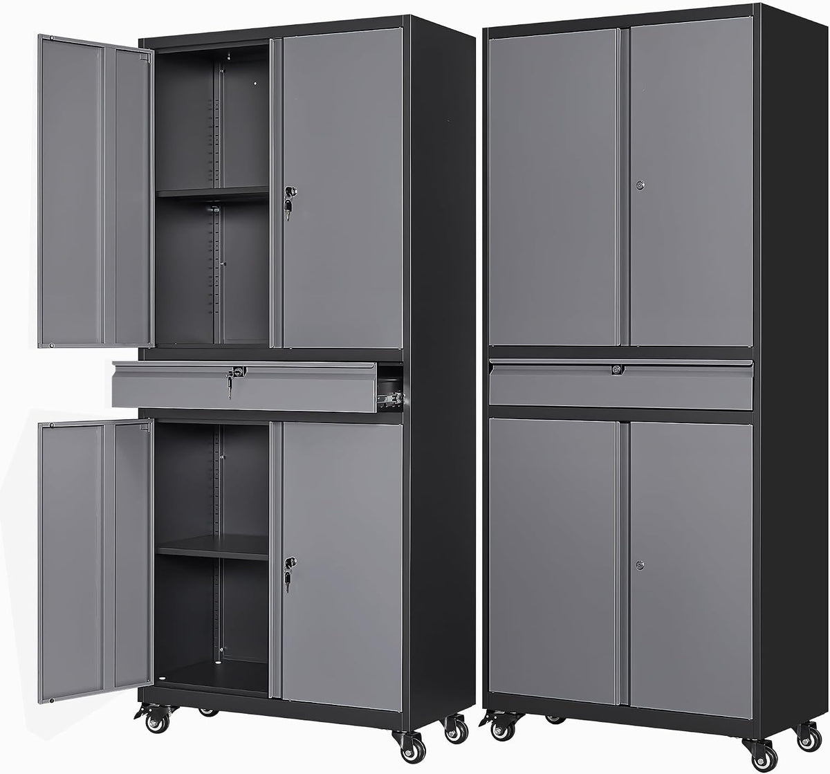 letaya metal garage storage cabinet with wheels,72” rolling, main product view