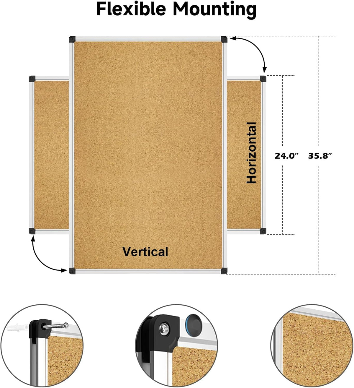 XBoard Cork Board 36 x 24 inches, Notice Cork Bulletin Board
