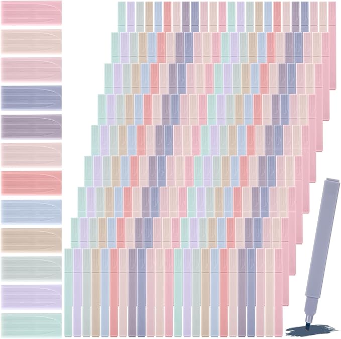 Marspark 216 Pcs Highlighters Bulk Chisel Tip Aesthetic 12 Assorted Colors No by Marspark