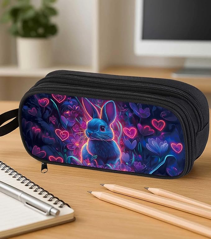 AnySmic Bunny Pencil Case for Boys Girls, Large Durable Pencil Pouch for Kids - Image 4