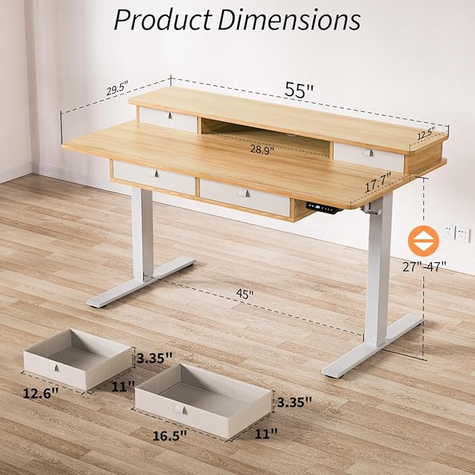 Kingant 55 x 30 Inch Electric Standing Desk - Image 3