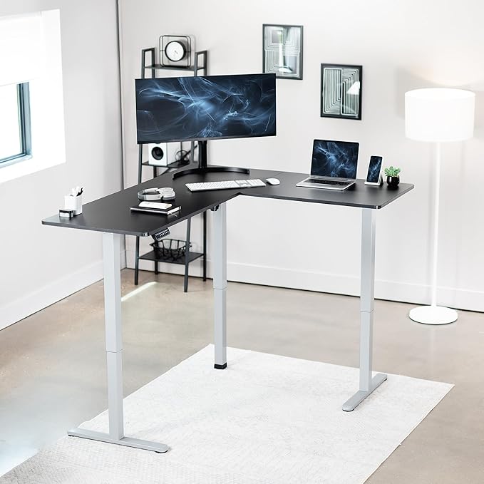 VIVO Electric Corner 63 x 55 inch L-Shaped Standing Desk, Memory Height - Image 2
