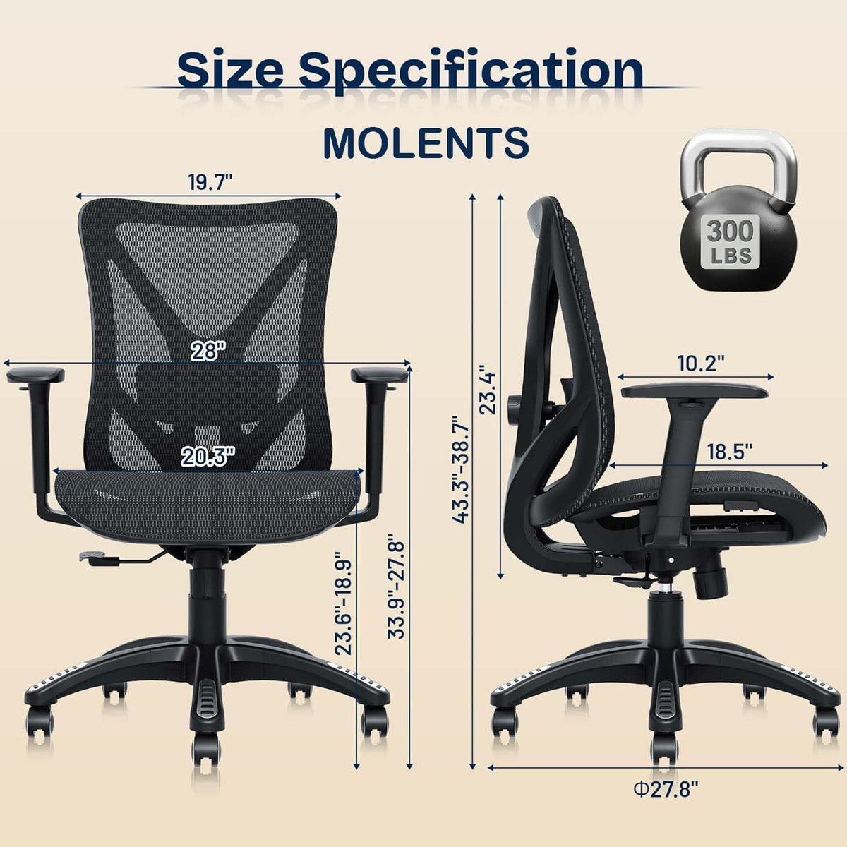 ergonomic office chair, mesh computer desk chairs with, close-up detail