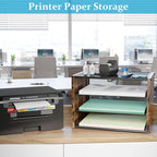 3-Tier Paper Letter Tray, Wooden Desk File Organizer, Stackable Metal Mesh Desk - Image 2