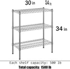 Regal Altair 14" Deep x 30" Wide x 34" Height Wire Shelving Kit | 3-Tier | NSF - Image 3
