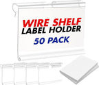 50 Pack Reusable Plastic Wire Shelf Label Holder, by NuBliss