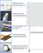Mobile Glass Whiteboard, 24 x 36 inch Glass Board/w Height Adjustable, Large - Image 5