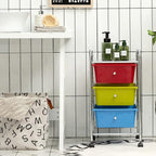 Giantex Rolling Cart with Drawers, Craft Organizer with Wheels, 3 Drawer - Image 2