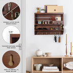 Mutsault Key Holder for Wall, Mail Organizer Wall Mounted, Luxury Walnut - Image 6