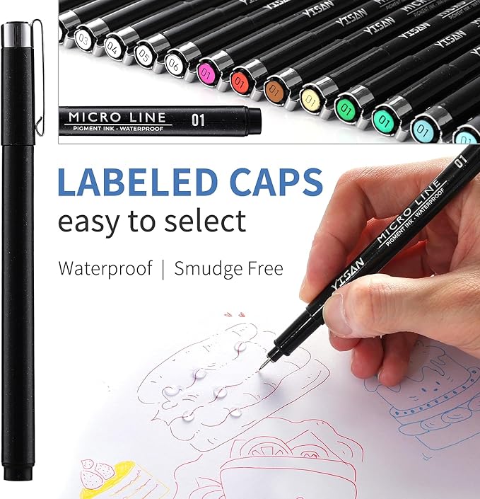 YISAN 18-Pack Colored Drawing Pens - Image 3