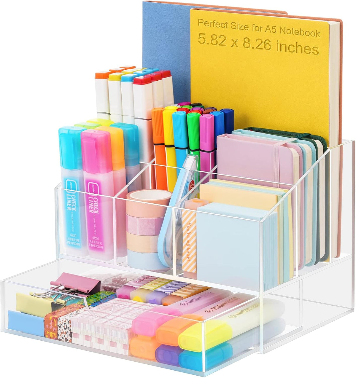 VITVITI Acrylic Desk Organizer, Upgraded Clear Pencil Organizer for Desk, 7 C...