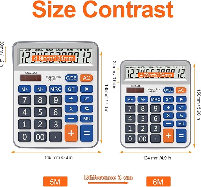 Desktop Calculator Extra Large 5-Inch Clear LCD Display 12-Digit Big Number - Image 8
