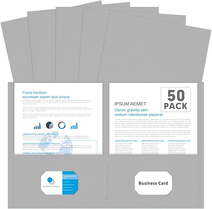 Two Pocket Folders, PANDRI 50 Pack 2 Pocket Folders, Letter Size Paper File by PANDRI