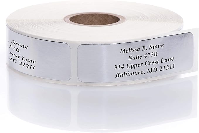 Silver Foil Personalized Return Address Labels Without Dispenser by ArtisticDirect