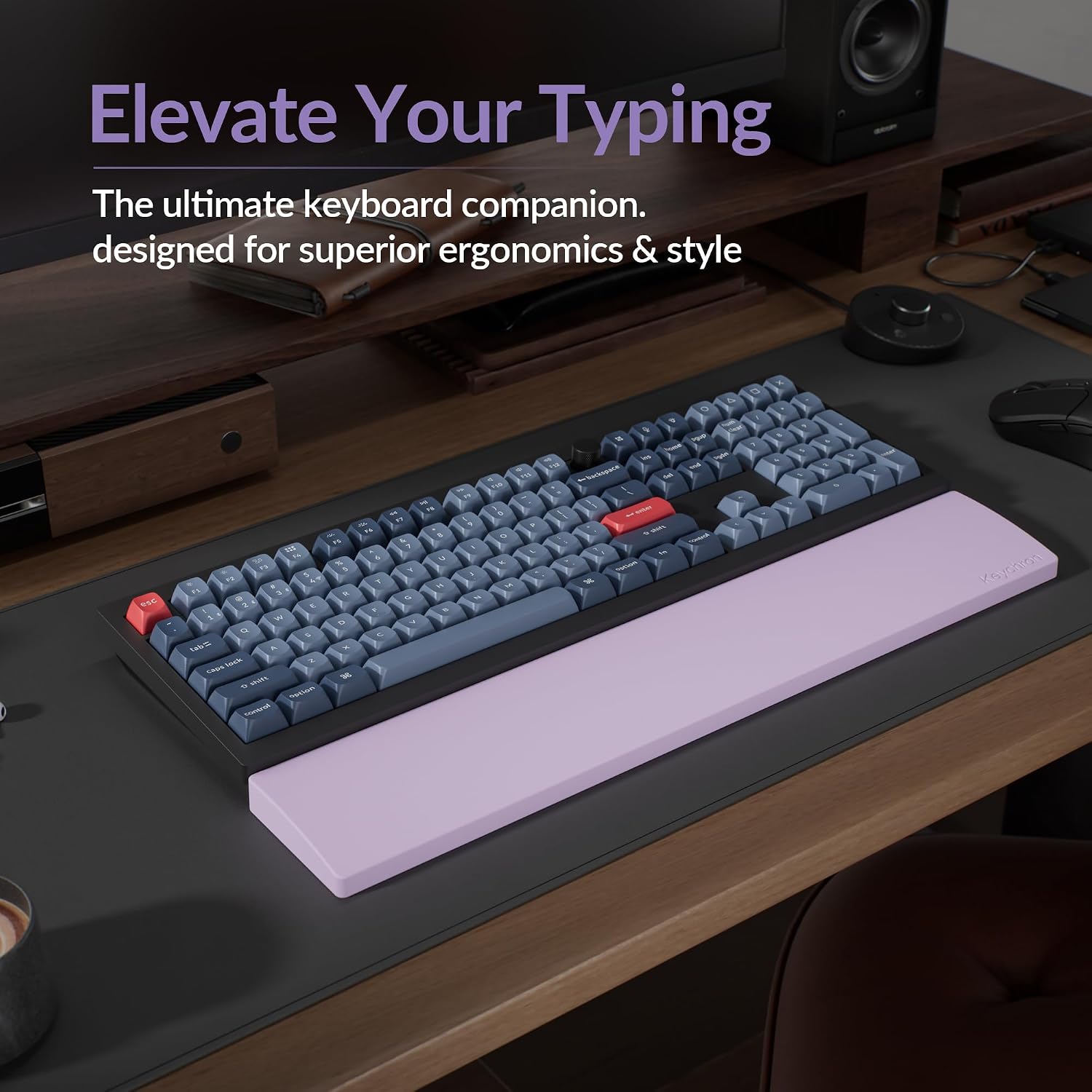 Keychron Silicone Wrist & Palm Rest, 17.6" Full Size for K10 Pro / K10 Max / Q6 / Q6 Pro / Q6 Max / Q6 HE / V6 / V6 Max / C4 HE, Washable, Non-Slip Base, Typing Support, Light Purple
