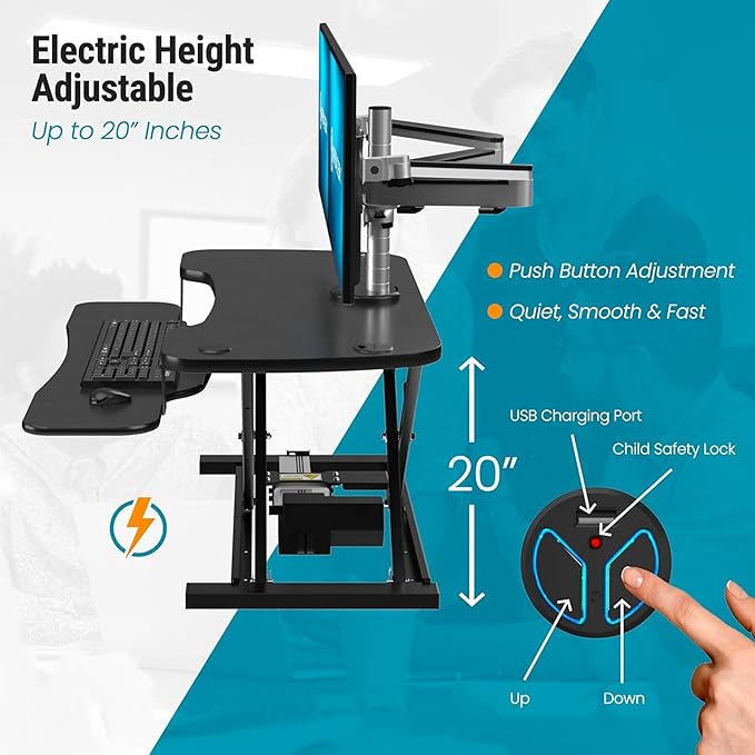 VERSADESK PowerPro™ 36 Inch Electric Standing Desk Converter, Height Adjustable - Image 4