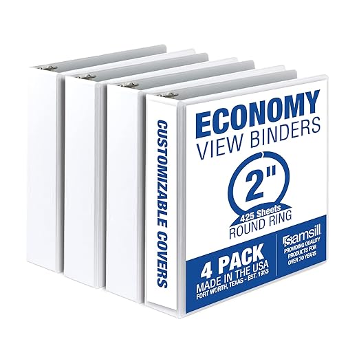 Samsill 2 Inch 3 Ring Binders, Made in USA, Economy Round Ring, 425 Sheet by Samsill