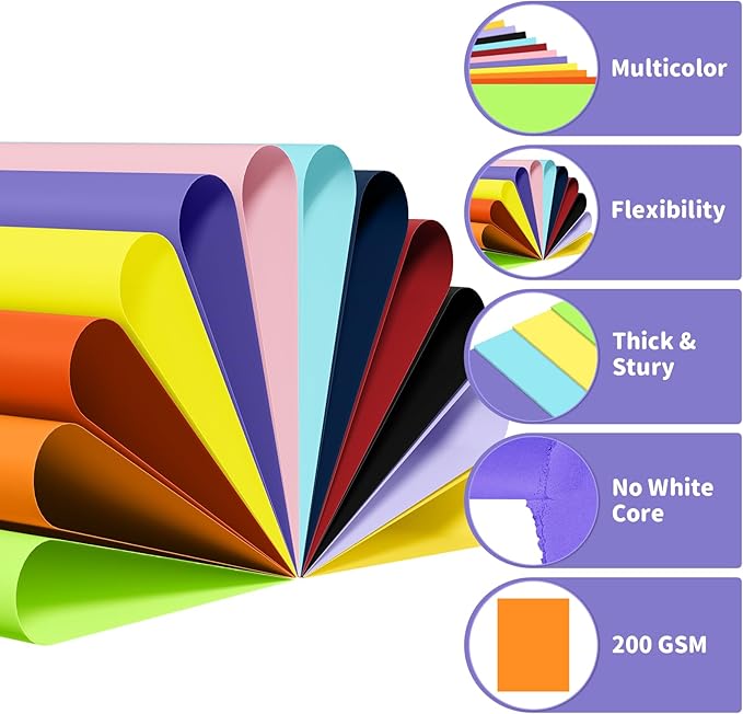 120 Sheets 8.5" X 11" Colored Cardstock, 12 Assorted Colors Construction Paper - Image 3
