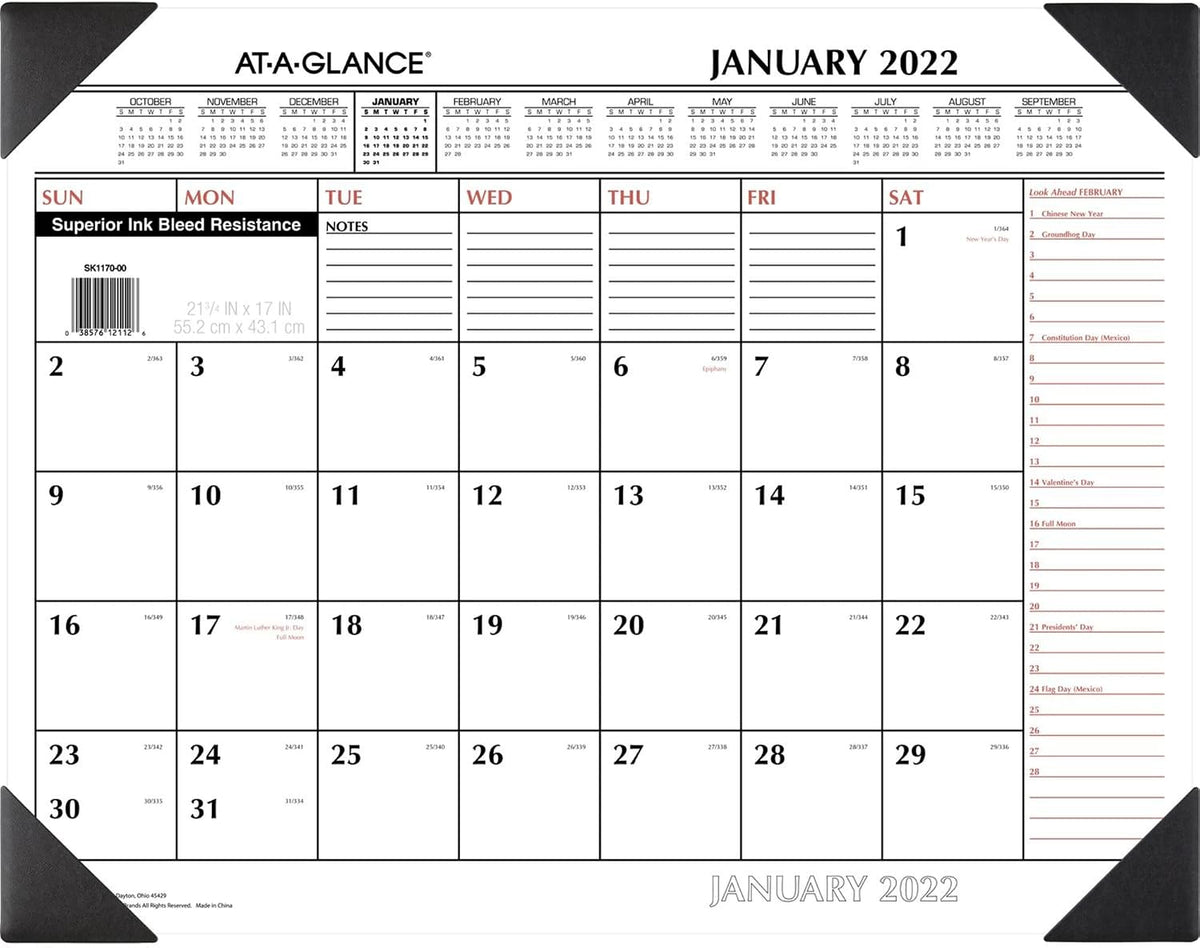 2022 Desk Calendar by AT-A-GLANCE, Monthly Desk Pad, 21-3/4" x 17",...