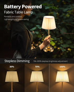 kdg gold cordless portable led table lamp, beige, side view