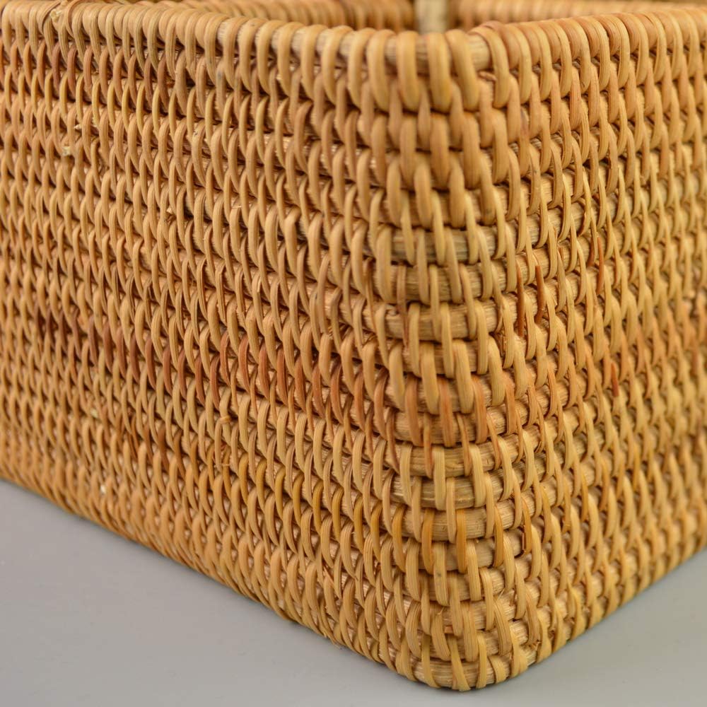 i-lan Natural Rattan 4 Compartments Cooking Utensil Silverware Organizer Hold...
