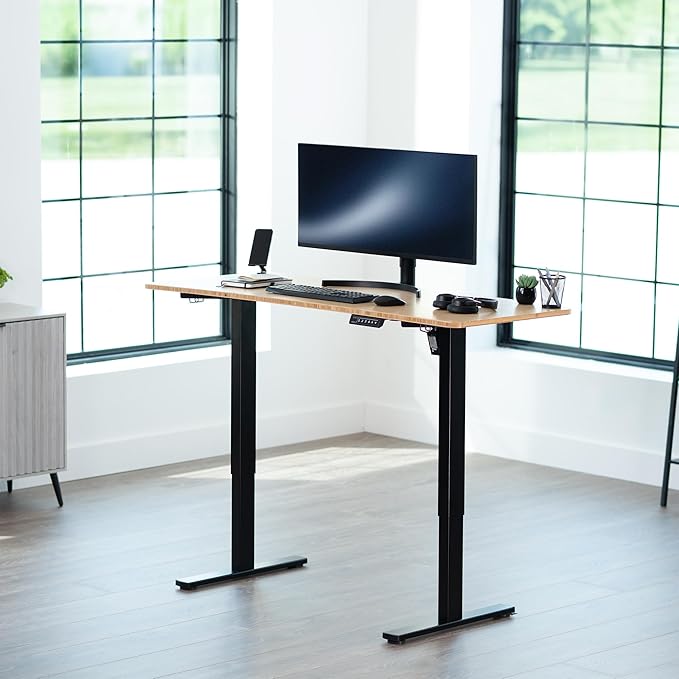 VIVO Electric 60 x 24 in Real Bamboo Standing Desk, Memory Height Adjustment - Image 2